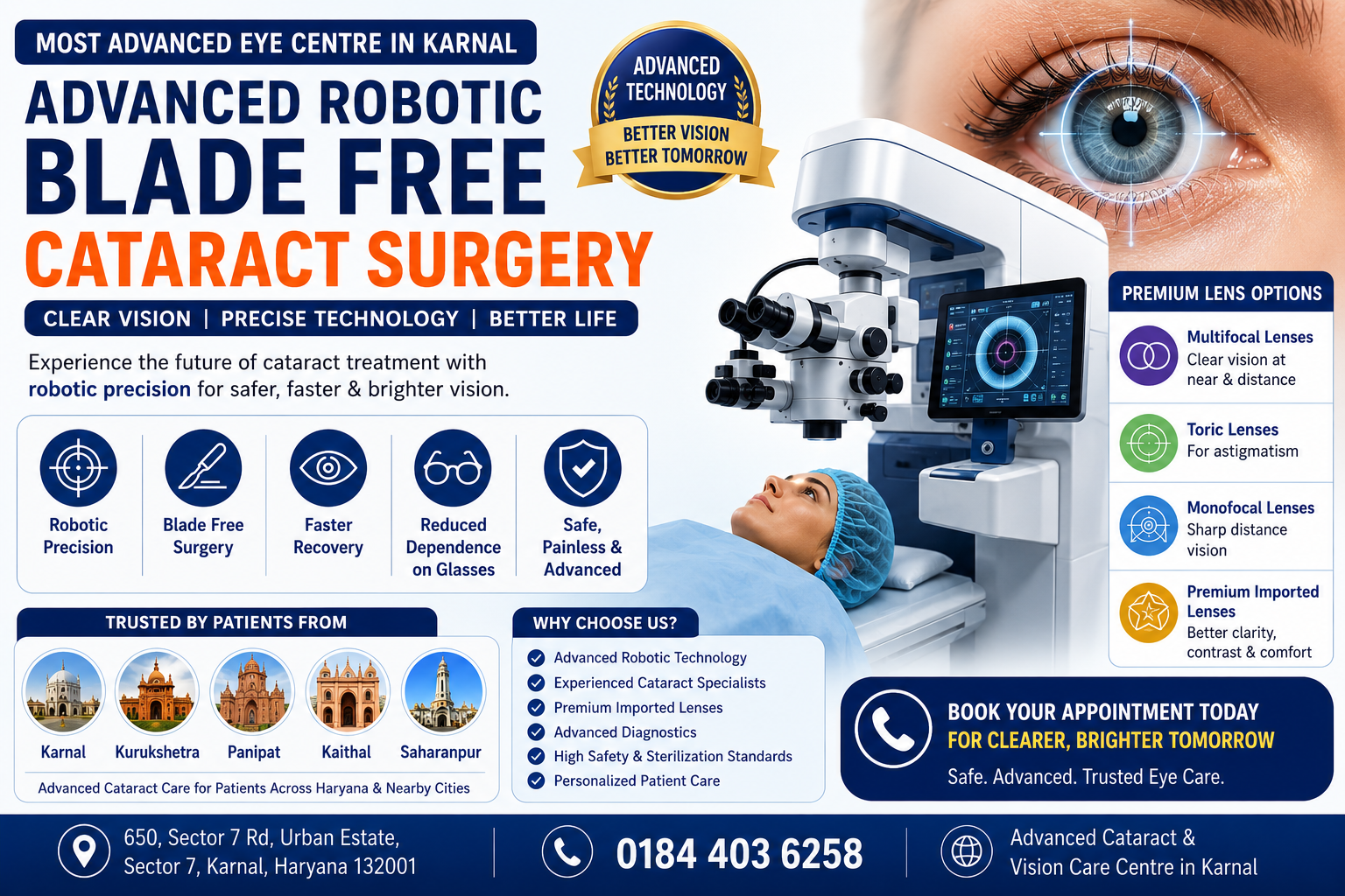 Robotic Blade Free Cataract Surgery in Karnal – Most Advanced Eye Centre for Cataract Treatment